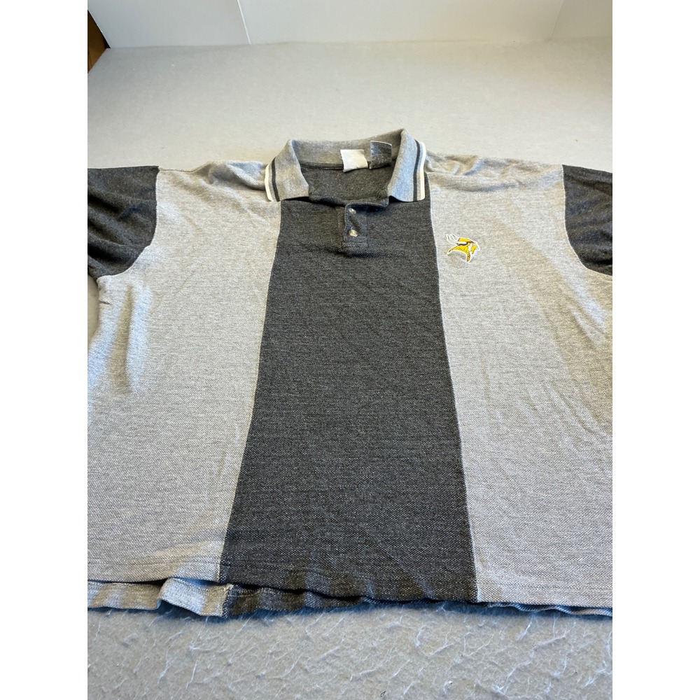 The Edge Vintage 1999 Minnesota Vikings Polo Shirt‎ Grey Colorblock XL NFL